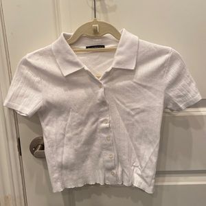 GREAT CONDITION BRANDY MELVILLE Cropped Collared Tee with florets
